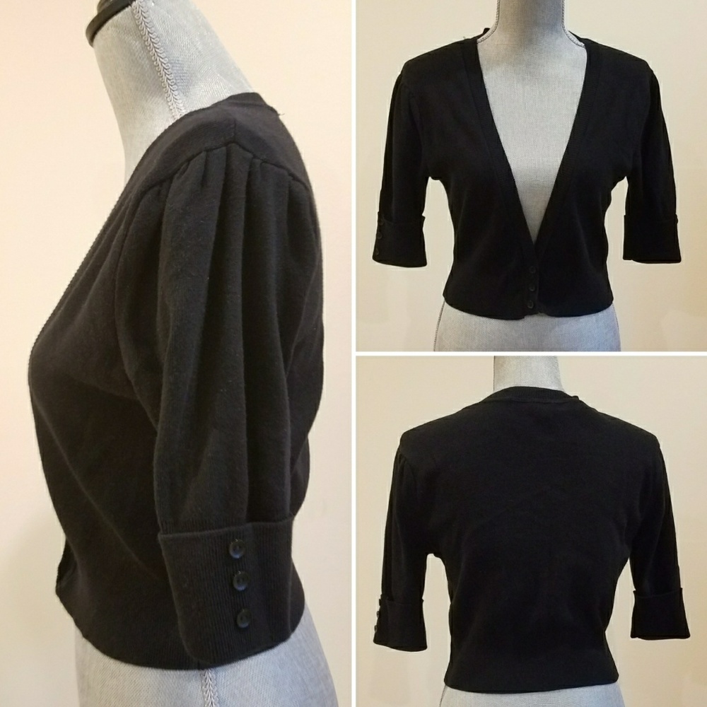 Puff sleeve cropped cardigan